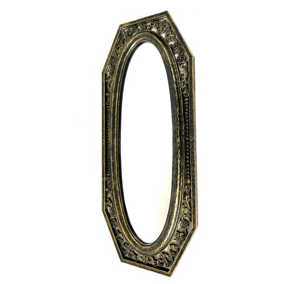 Vintage MCM 1964 Mirror Painted Plastic 22"x9" Flowers Fleur De Lis Motif - Picture 1 of 8